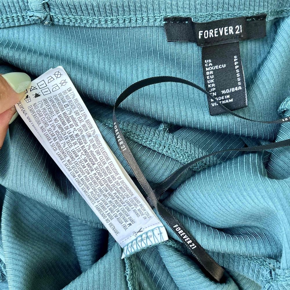 Forever 21 Cut-Out Spaghetti Strap Knit Dress Teal Size Small - Picture 5 of 5